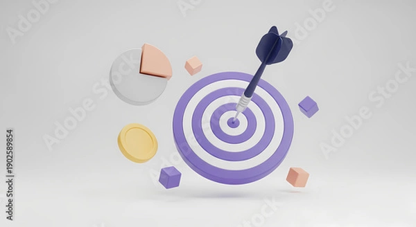 Obraz ターゲットの中心へ向かう矢印と明るいパステルカラーの成功