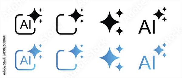 Fototapeta AI Sparkle Gradient Icon Artificial Intelligence Technology Star Logo Vector