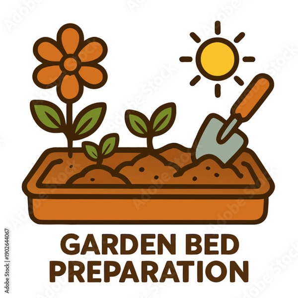 Obraz Garden Bed Preparation Icon with Tools