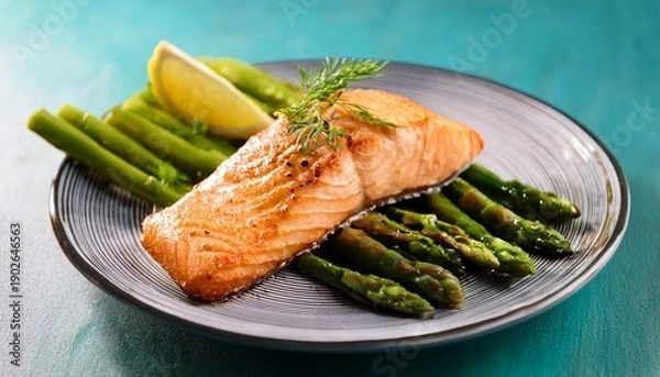 Obraz Salmon With Asparagus