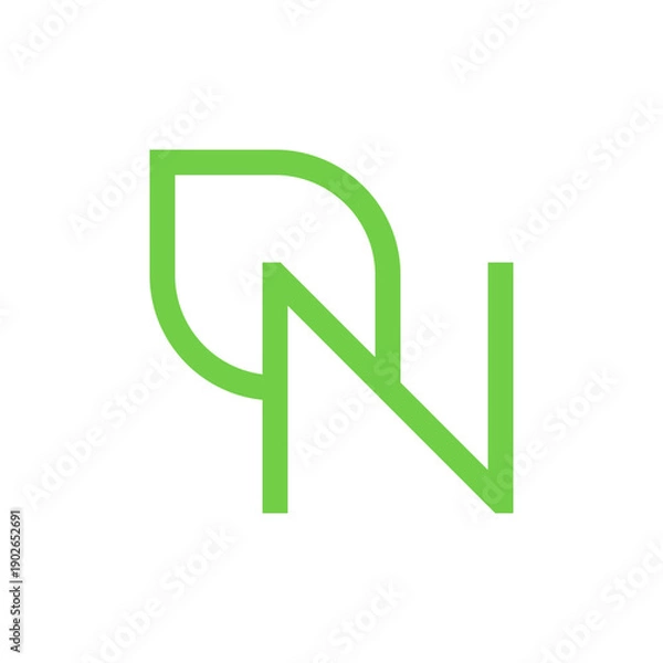 Obraz N leaf simple minimal logo design