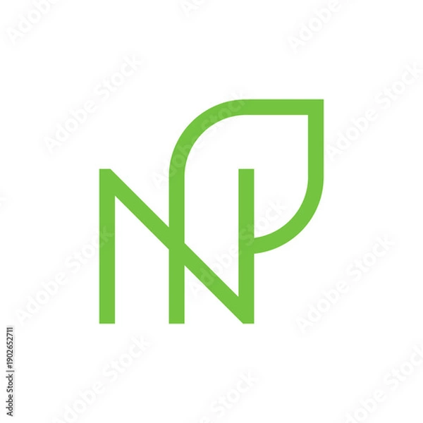 Fototapeta N leaf simple minimal logo