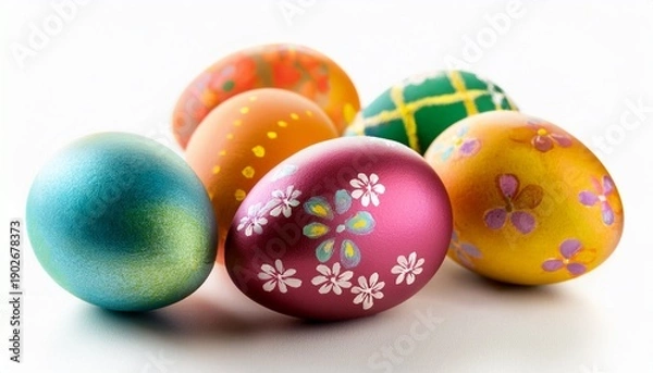 Obraz Easter Eggs On A White Background