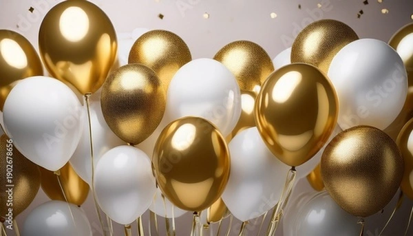 Obraz Gold And White Balloons