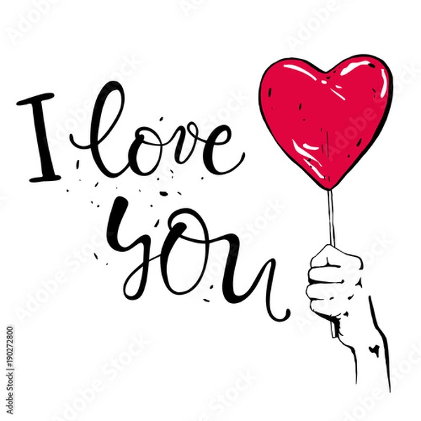 Fototapeta Candy in heart shape vector illustration. Lollipop in the form of heart on Valentine's Day.