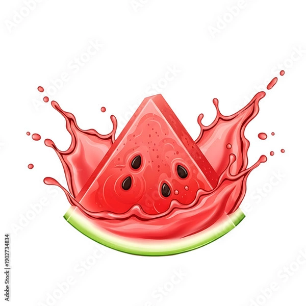 Obraz Watermelon Slice Splashing into Refreshing Juice