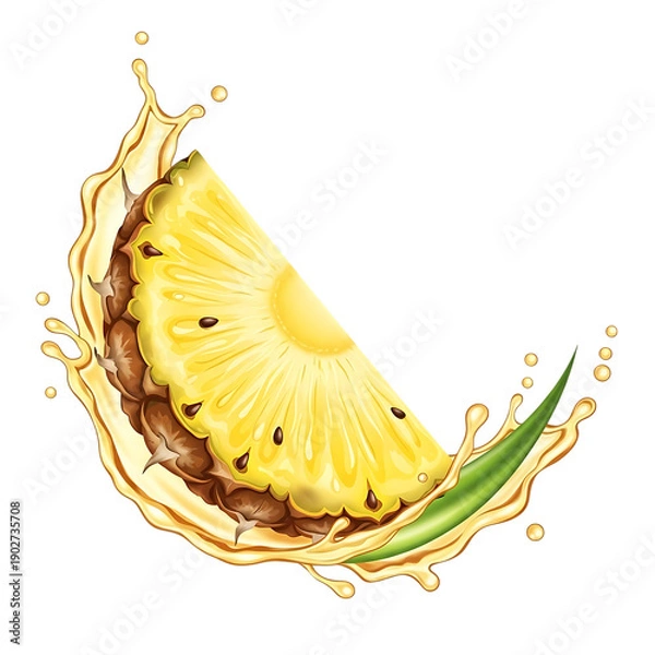 Obraz Fresh Pineapple Slice Splashing in Juice