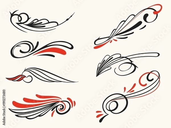 Fototapeta Pinstriping elementy ozdobne, wektor zestaw