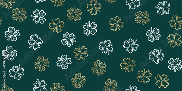 Obraz Clover pattern, Saint Patricks Day, hand drawn illustrations.	
