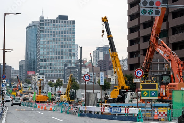 Obraz なにわ筋線中之島駅工事現場