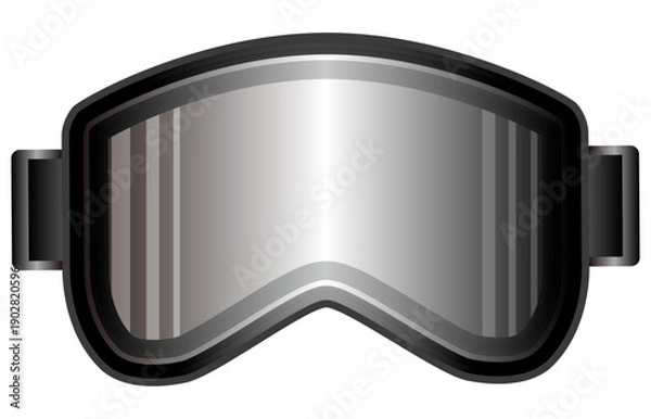 Obraz 夏では海で使う水中めがね、冬では雪の上のスポーツのスキーやスノーボードで使うゴーグルをイメージしてデザイン、色は白や黒や灰のモノクロでペイントしグラデーションも付けて近未来のようなサイバーな要素もあるグラフィックのベクターのイラスト素材