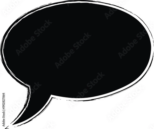 Obraz Simple black speech bubble icon on a plain white background viewed from a straightforward perspective