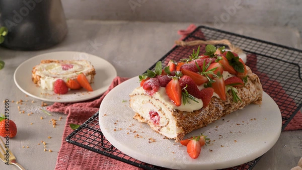 Obraz Meringue roll cake