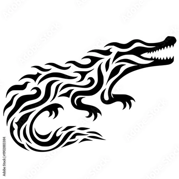 Obraz Fire crocodile silhouette