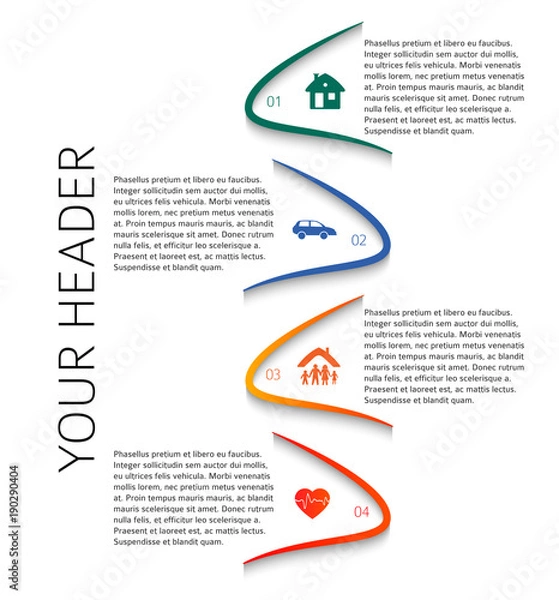 Fototapeta Modern Design style infographic template different kinds of insurance93