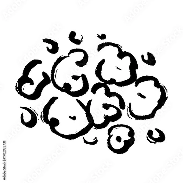 Obraz 毛筆タッチの花イラスト