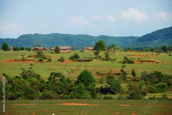 Obraz Bomb craters in the world's most heavily bombed place near the Plain of Jars archaeological site in Phonsavan, Laos