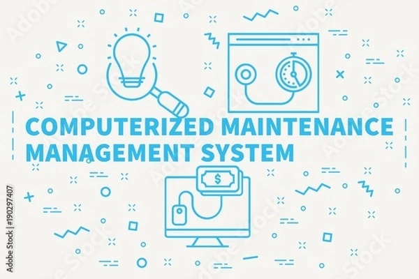 Obraz Conceptual business illustration with the words computerized maintenance management system
