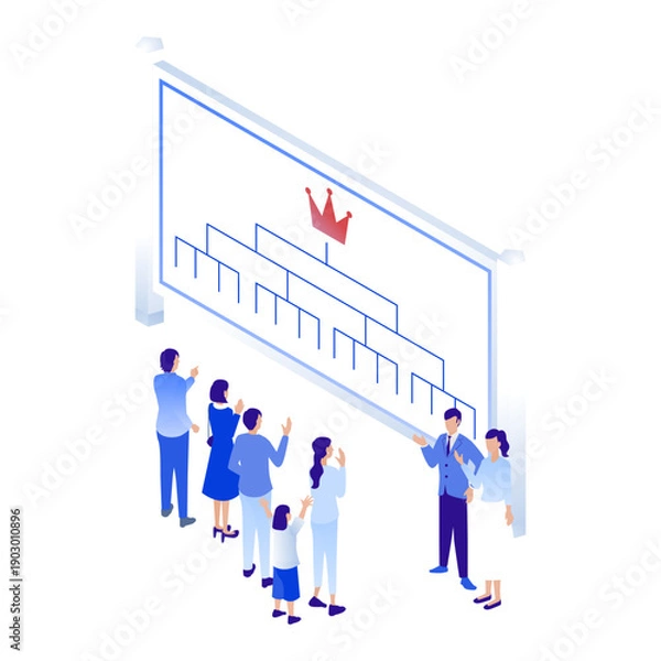 Obraz アイソメトリックな巨大トーナメント表と人々（大会・コンペ・勝負）