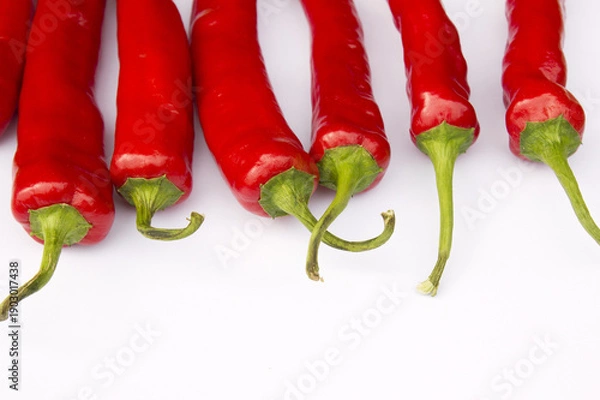 Obraz Red chili pepper on white background.