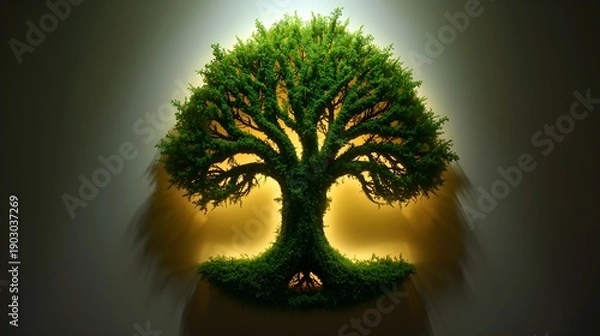 Obraz green tree in the dark