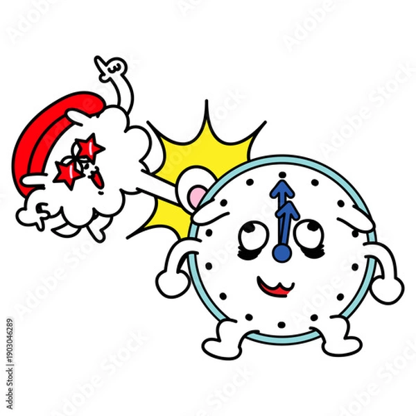 Obraz 時間を蹴り飛ばすお寿司のキャラクター 締め切り打破のイメージ