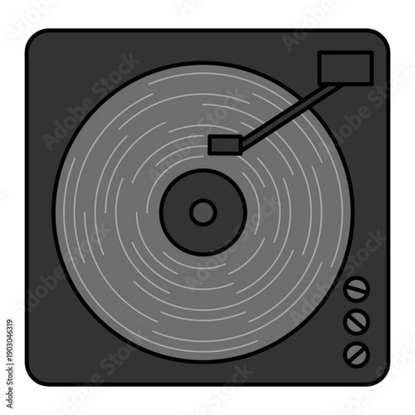Obraz レコードプレーヤーのイラスト ターンテーブル DJ機材