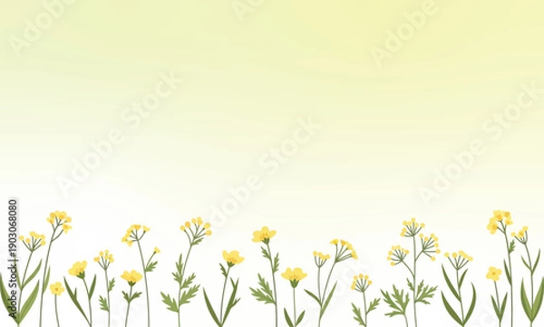 Obraz Yellow wildflowers on a soft yellow gradient background