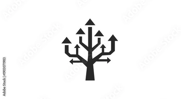 Obraz Abstract tree icon with arrows representing growth and development
