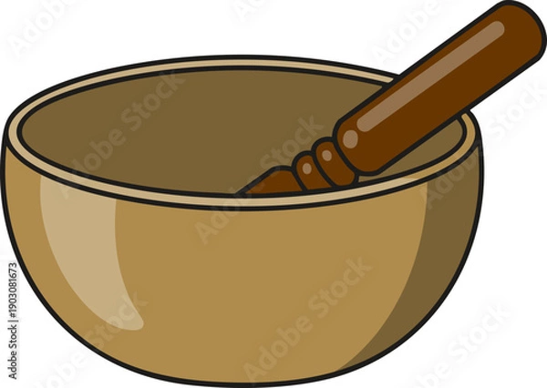 Obraz singing bowl with mallet vector
