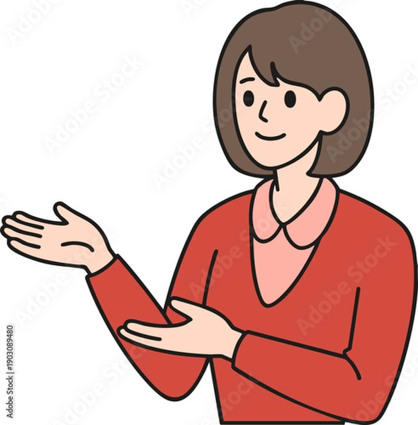 Obraz woman pointing at something vector