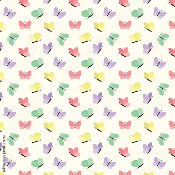 Obraz Cute seamless pattern with butterflies. Backgrounds and texture vector illustration.