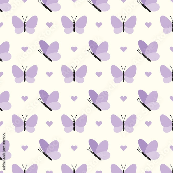 Obraz Cute seamless pattern with butterflies. Backgrounds and texture vector illustration.