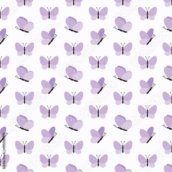 Obraz Cute seamless pattern with butterflies. Backgrounds and texture vector illustration.
