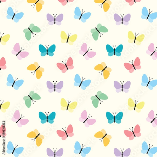 Obraz Cute seamless pattern with butterflies. Backgrounds and texture vector illustration.