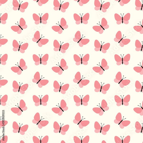Obraz Cute seamless pattern with butterflies. Backgrounds and texture vector illustration.