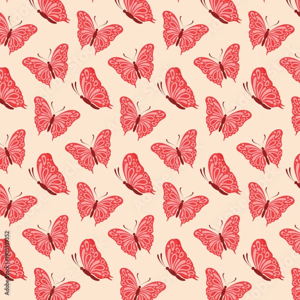 Obraz Cute seamless pattern with butterflies. Backgrounds and texture vector illustration.