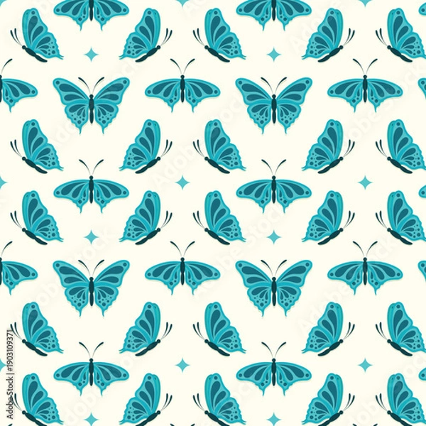 Obraz Cute seamless pattern with butterflies. Backgrounds and texture vector illustration.