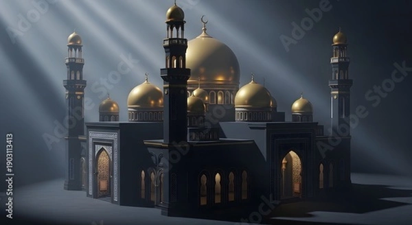 Obraz Black mosque at night