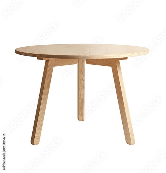 Obraz Round, light wood table, centered, against a black backdrop. Simple design