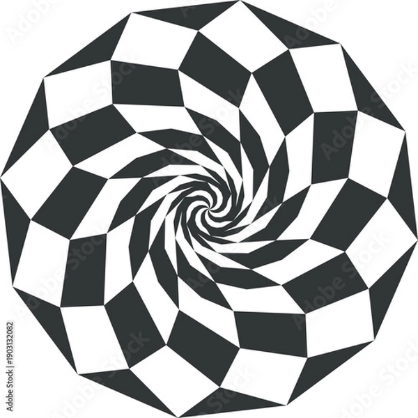 Obraz Hypnotic black logo. Optical rotation illusion icon