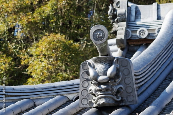 Obraz 寺の屋根の瓦