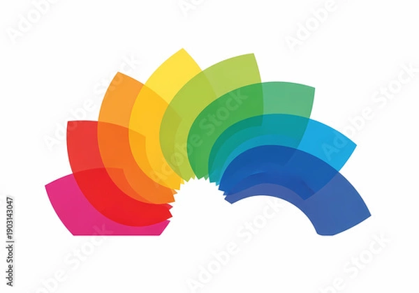 Obraz 虹色グラデーション、半円形の抽象的デザイン