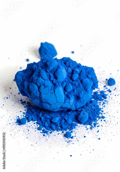 Obraz 鮮やかな青色の粉末、ミニマルな静物写真