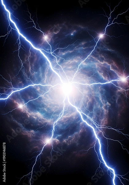 Obraz 稲妻が渦巻く宇宙空間、幻想的な光景