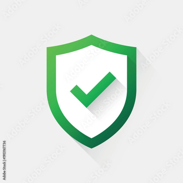 Obraz Green shield check mark icon. Vector illustration