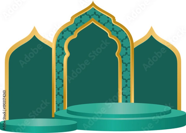 Fototapeta Islamic Podium Design with Geometric Pattern