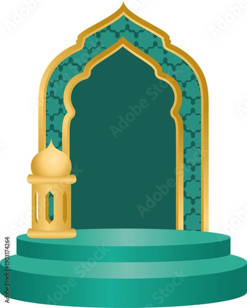 Fototapeta Islamic Podium Design with Geometric Pattern
