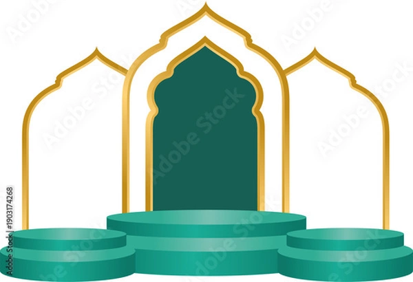 Fototapeta Islamic Podium Design with Geometric Pattern