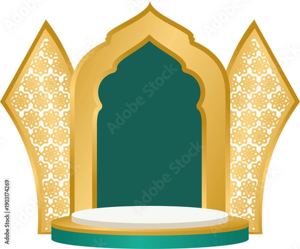 Fototapeta Islamic Podium Design with Geometric Pattern